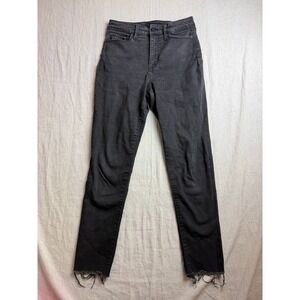 Sanctuary Social Ankle Skinny Jeans Womens 28 Black Denim High Rise Frayed Hem